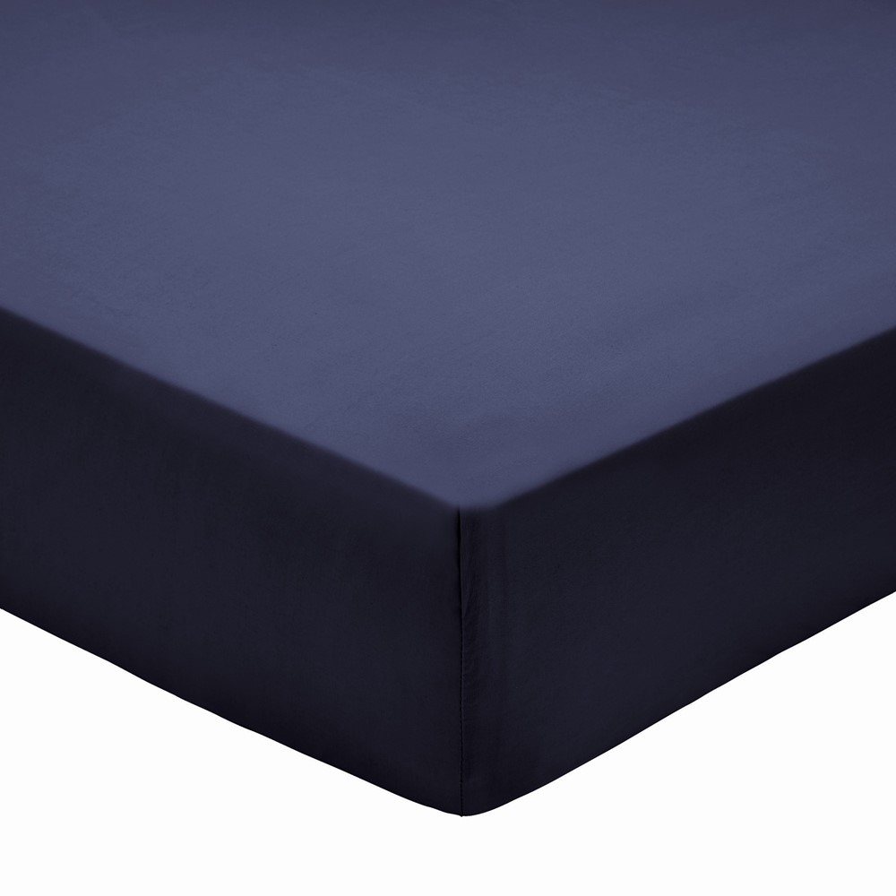 Plain Dye Fitted Sheet By Bedeck of Belfast in Midnight Blue